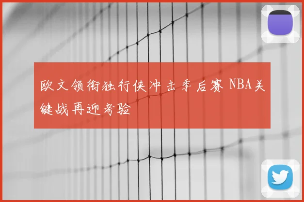欧文领衔独行侠冲击季后赛 NBA关键战再迎考验
